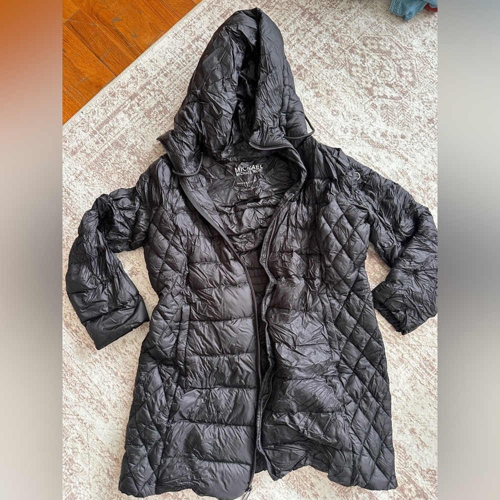 Michael Kors Charcoal Quilted Hooded Jacket